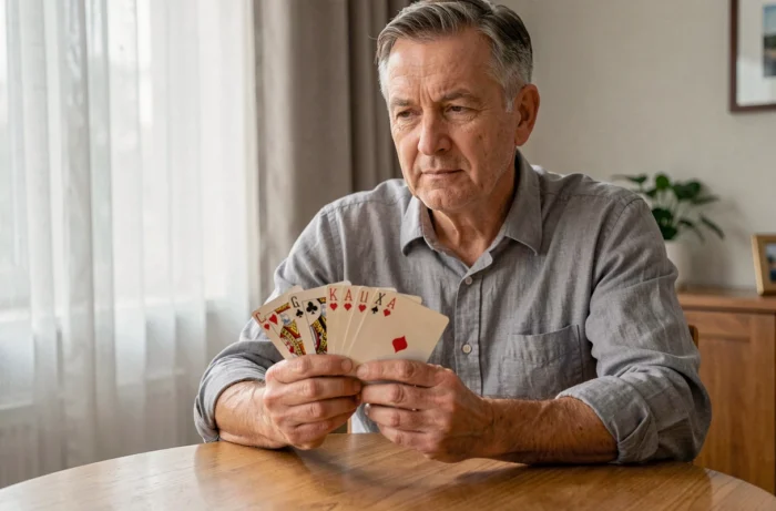 Joueur isolant les cartes à forte valeur en points pour les défausser en priorité lors d'une partie